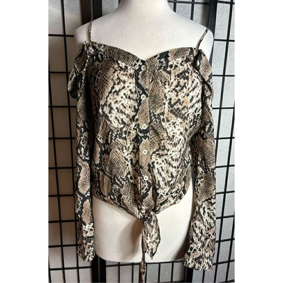 Molly Green Snakeskin Print Button Up Blouse - Picture 1 of 7